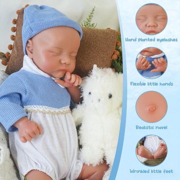 17.32in Full Silicone Not Vinyl Reborn wheaten Baby Girl Doll Lifelike Reborn - Picture 2 of 6